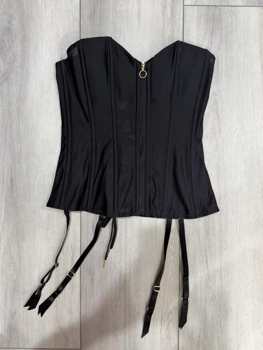 Lovehoney Secret Silhouette Steel-Boned Corset with Garter Straps in Black.